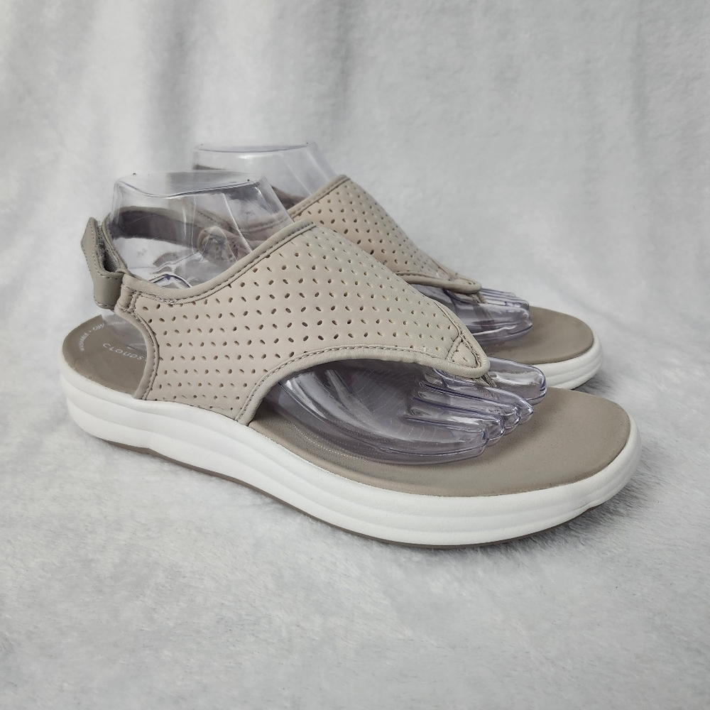 CLARKS Cloudsteppers‎ Washable Drift Thong Sandals Velcro Strap Closure Size 10
